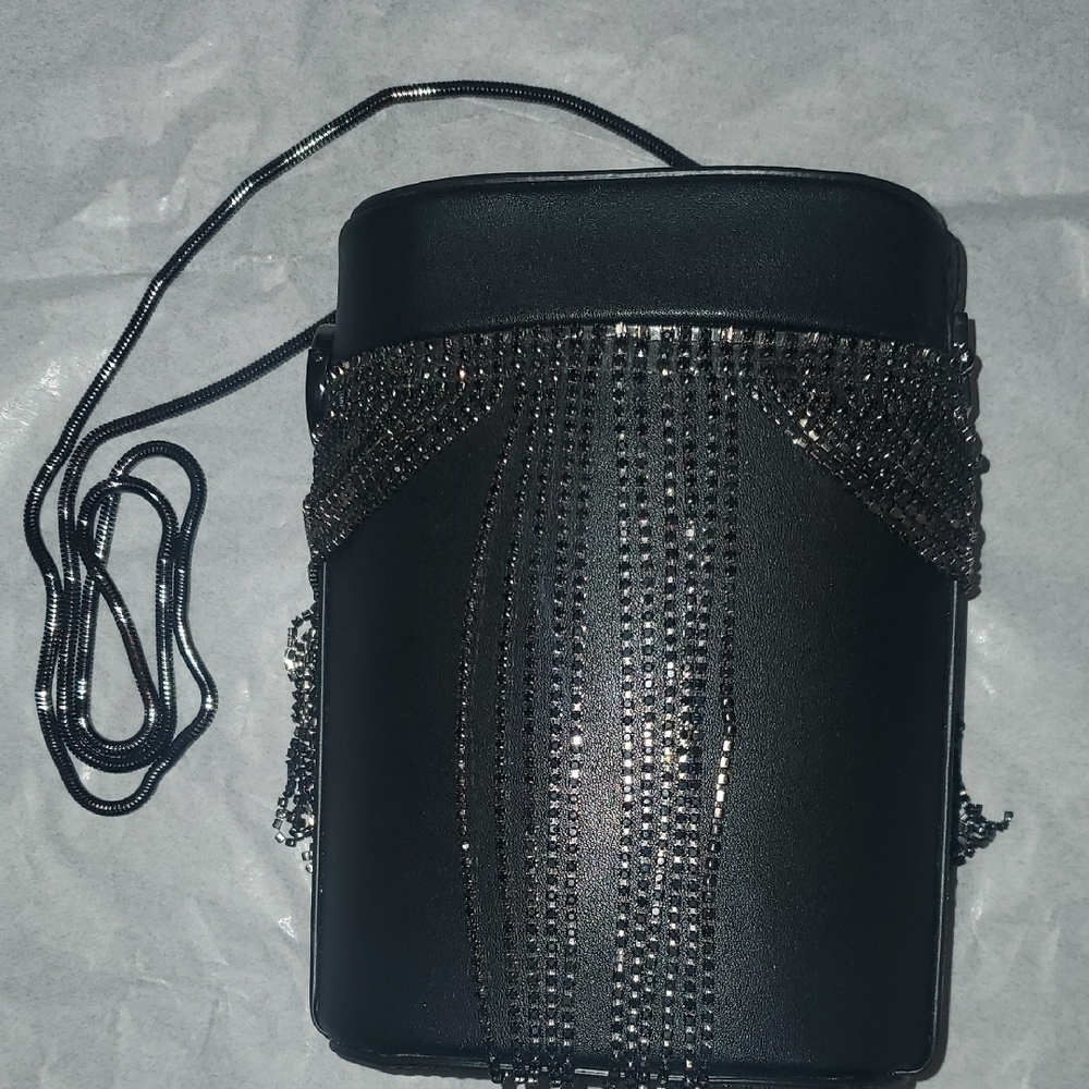 Topshop Black Bucket Bag with Metallic Accents